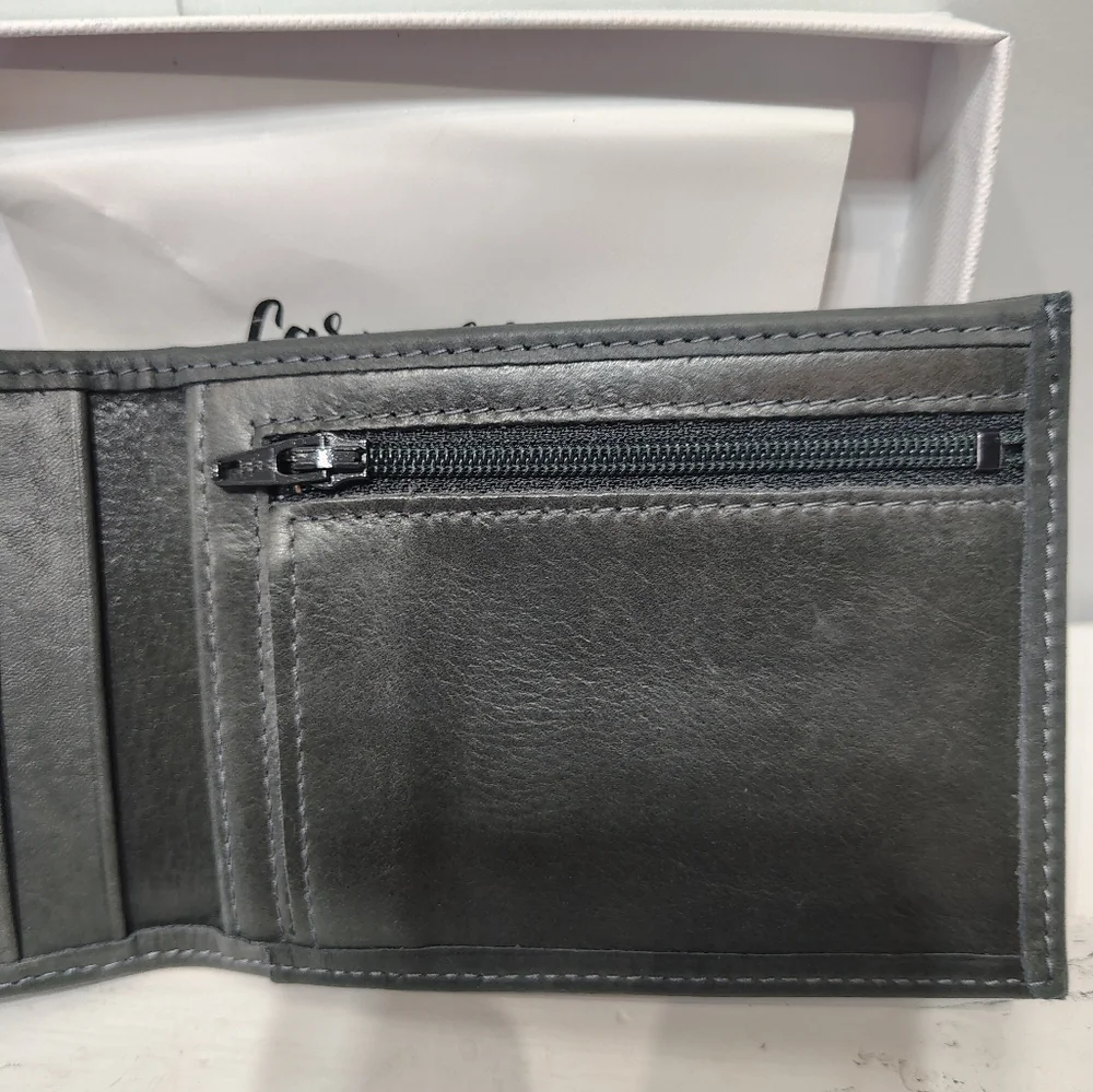 Men’s Italian Nubuck Leather Wallet Gift Boxed Gray Larmorie Officiel Arthur 2.0